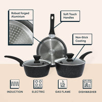 Juego de sartenes de cocina de 3 piezas.